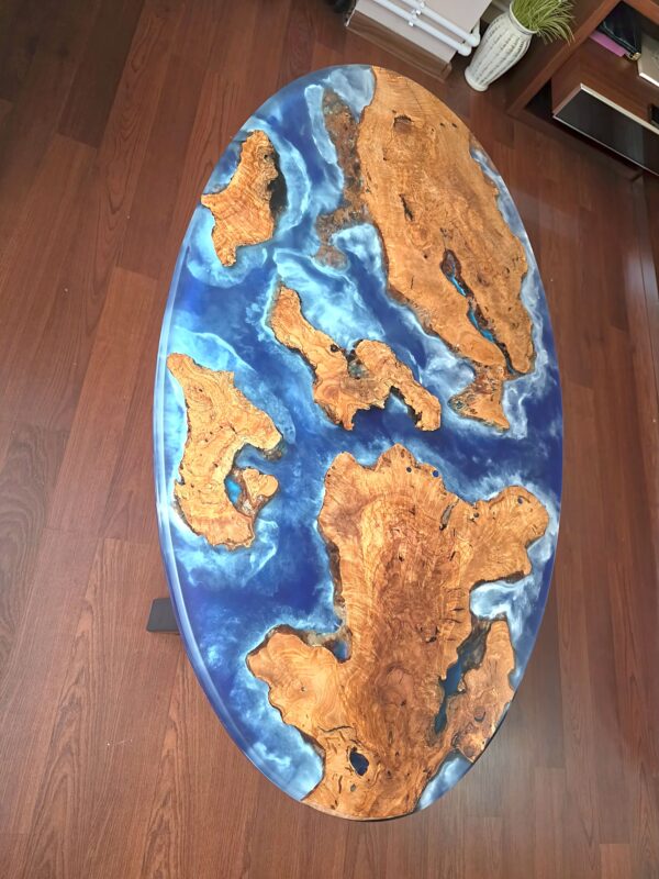 Epoxy Oval Table, Resin Coffee Table, Epoxy Resin Table, Coffee Table and Metal Legs