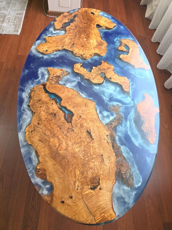 Epoxy Oval Table, Resin Coffee Table, Epoxy Resin Table, Coffee Table and Metal Legs