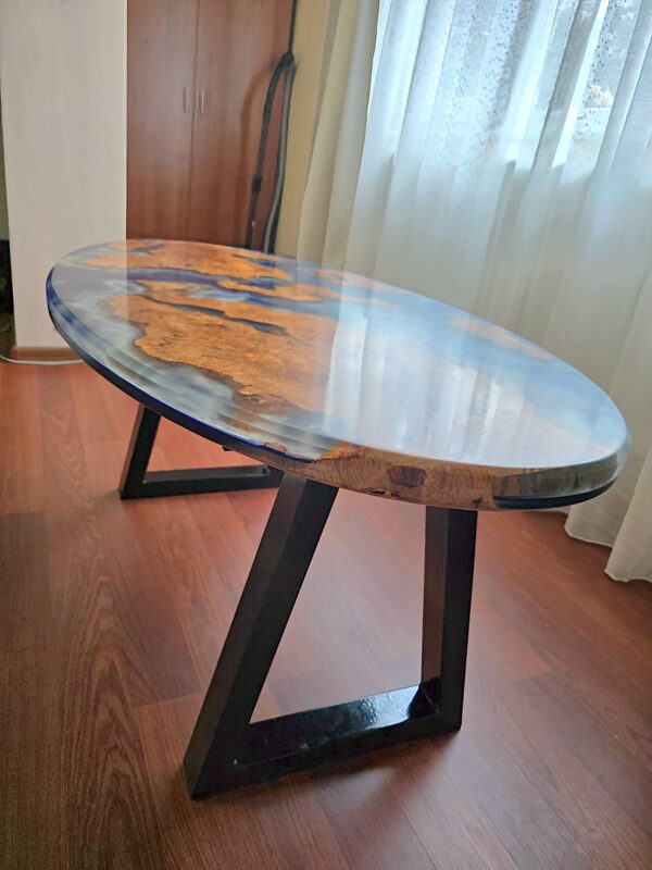Epoxy Oval Table, Resin Coffee Table, Epoxy Resin Table, Coffee Table and Metal Legs
