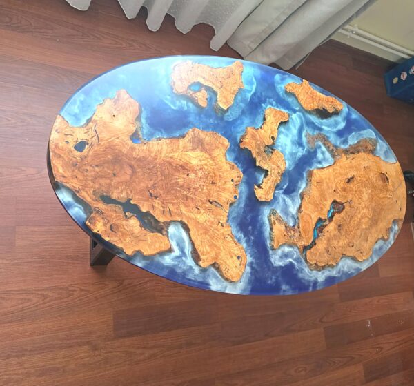 Epoxy Oval Table, Resin Coffee Table, Epoxy Resin Table, Coffee Table and Metal Legs